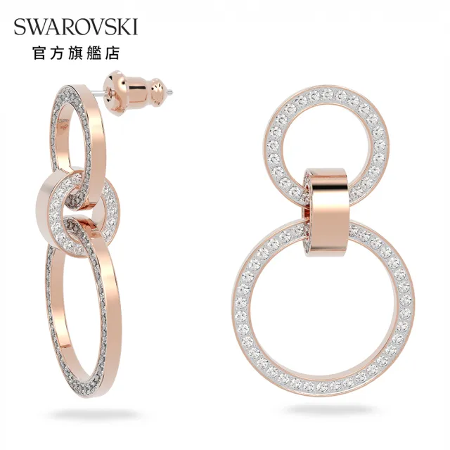 【SWAROVSKI 官方直營】Hollow 大圈耳環 白色 鍍玫瑰金色調 交換禮物