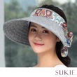 【Sukie】防曬帽 遮陽帽 兩戴法帽 圖騰帽/兩戴法變形蟲圖騰可捲折超長帽檐空頂防曬遮陽帽(多色任選)