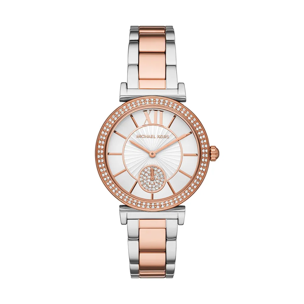 【Michael Kors 官方直營】Abbey 璀璨綻放優雅女錶 雙色不鏽鋼錶帶 手錶 36MM MK4616
