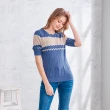 【KiKi】波浪織紋配色-女短袖針織衫 波浪 藍 深藍 桔(三色/魅力商品/版型適中)