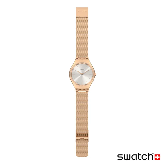 【SWATCH】Skin Irony 超薄金屬系列手錶 CONTRASTED SIMPLICITY 玫瑰花茶 瑞士錶 錶(38mm)