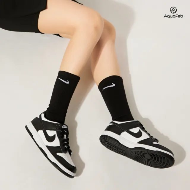 【NIKE 耐吉】Dunk Low GS 女鞋 童鞋 白色 黑色 熊貓 經典 簡約 皮革 運動 滑板 休閒鞋 CW1590-100