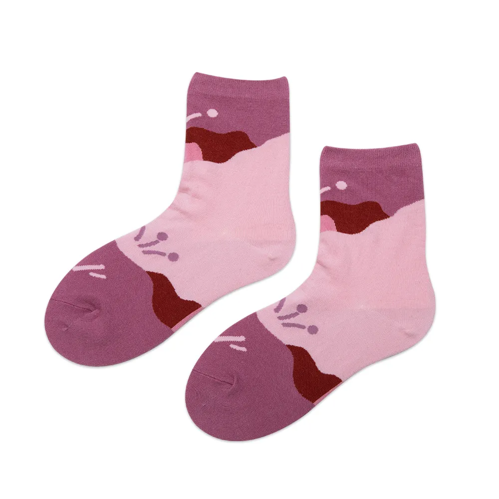 【蒂巴蕾】守護collection-太陽與花-藕紫色(台灣製/設計款襪子/穿搭襪)