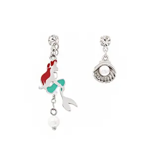 【Lotin 羅婷】小美人魚-小美人魚貝殼不對稱 針式耳環(迪士尼、飾品、手鍊、小美人魚、針式耳環)