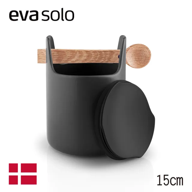 【Eva Solo】丹麥Nordic收納工具筒附蓋&湯匙15cm-黑(一個人也能享受的餐廚用品)