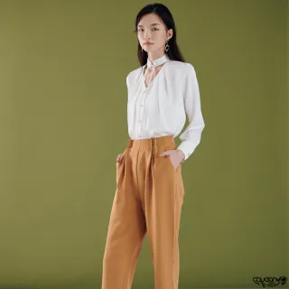 【Chudan 初丹】繫帶V領緞面襯衫