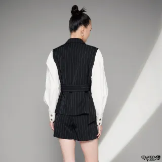 【Chudan 初丹】腰飾直紋西裝短褲