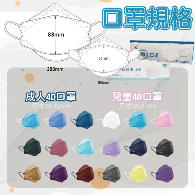 【淨新】4D立體口罩4盒組(成人/兒童/100入/四盒/醫療級/國家隊 防飛沫/灰塵)