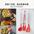 【AMERCOOK】不銹鋼矽膠廚具3件組/12寸(廚具 鍋鏟 湯勺 料理夾)