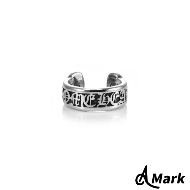 【A MARK】鈦鋼戒指 字母戒指 開口戒指 歐美風戒指/復古歐美羅馬字母316L鈦鋼開口戒指(鋼色)