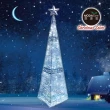 【摩達客】耶誕-180cm復古歐式聖誕裝飾四角樹塔-銀色系(LED30燈白光插電式燈串-附控制器_中落地型)