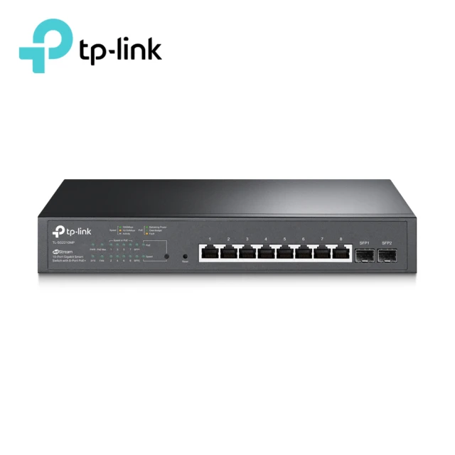 TP-Link TL-SG2210MP 10埠 8埠Gigabit RJ45+2埠SFP 光纖端口 智慧網管型/管理型PoE switch交換器 150W