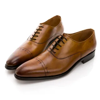 【GEORGE 喬治皮鞋】Berwick 西班牙進口-固特異U型雙線壓花紳士鞋 -咖 435037KM-20