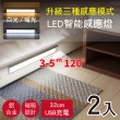 【新錸家居】2入三段智能感應USB充電磁鐵吸LED居家照明燈管32cm白/暖光(紅外線人體床邊燈管閱讀起夜露營)