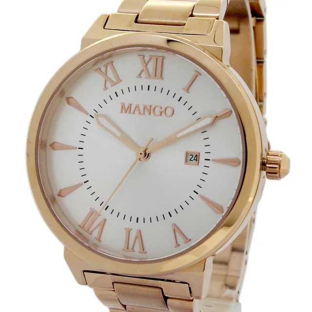 【MANGO】羅馬時刻簡約鋼帶錶-MA6771L-80R-H(玫瑰金/36mm)