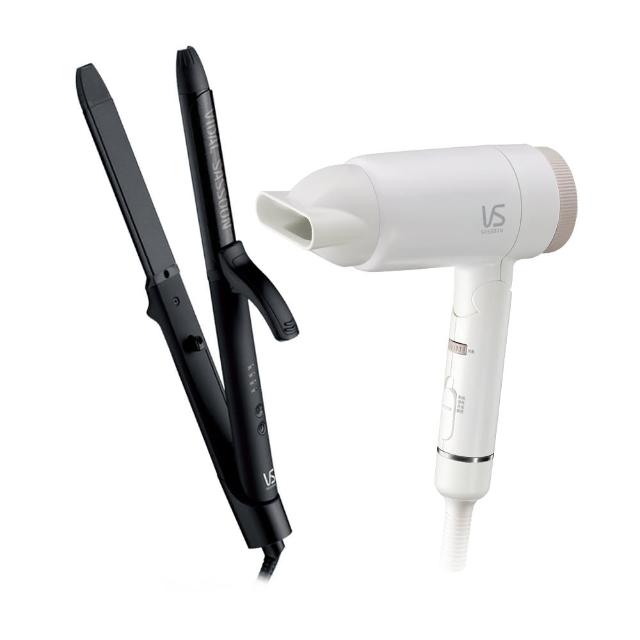 【VS 沙宣】25mm速熱負離子直捲髮夾 VSI-2550BW+負離子大風量摺疊吹風機 VSD-1240WW(MOMO獨家組合)