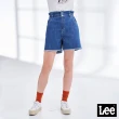 【Lee 官方旗艦】女裝 牛仔短褲 / 荷葉高腰 鬆緊腰帶 中藍洗水(LL21011842F)