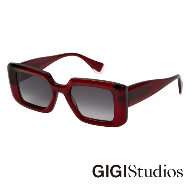 【GIGI Studios】精緻前衛長方框太陽眼鏡(水晶紅 - ASH-6547/6)