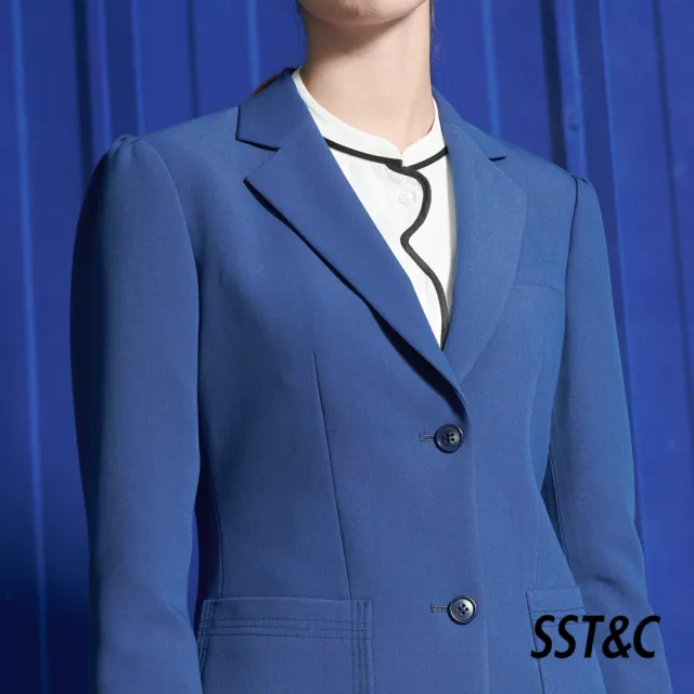 【SST&C 最後５５折】羊毛混紡皇家藍方領貼袋西裝外套7162112002