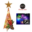 【摩達客】耶誕-38cm桌上型聖誕裝飾四角樹塔-紅金系(LED20燈彩光銅線燈串-USB/電池燈兩用_本島免運費)