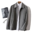 【米蘭精品】100%羊毛大衣毛呢夾克(休閒雙面呢中長款修身男外套3色74bi35)