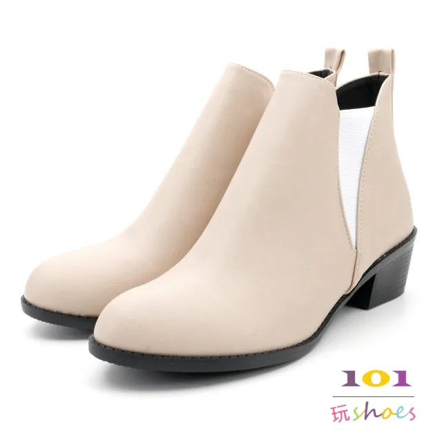 【101 玩Shoes】mit.質感顯瘦粗跟裸靴(咖色/黑色/米色.36-40碼)