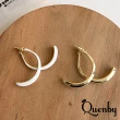 【Quenby】韓國同步白色交叉設計感耳環/耳針(飾品/配件/