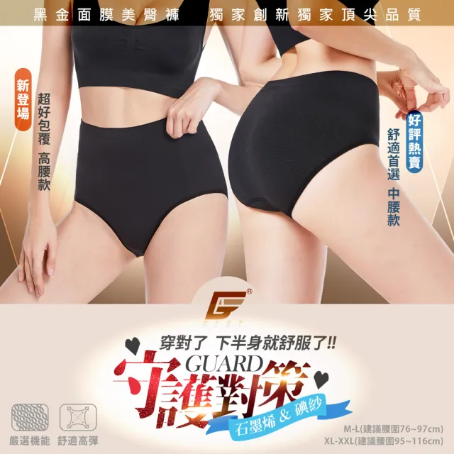 【GIAT】6件組-石墨烯碘紗暖宮抗菌內褲(台灣製MIT/無縫彈力)