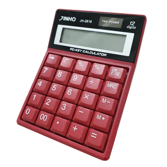 【JINHO 京禾】12位元 雙電源復古按鍵系列計算機JH-2616-R(馬術紅)