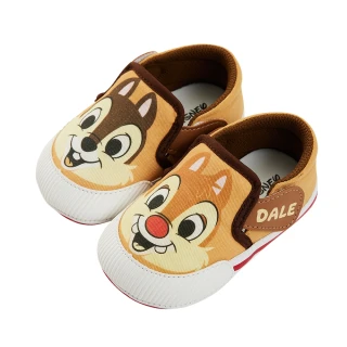 【Disney 迪士尼】奇奇蒂蒂 學步鞋 大臉造型雙魔鬼氈寶寶鞋-咖(學步鞋)