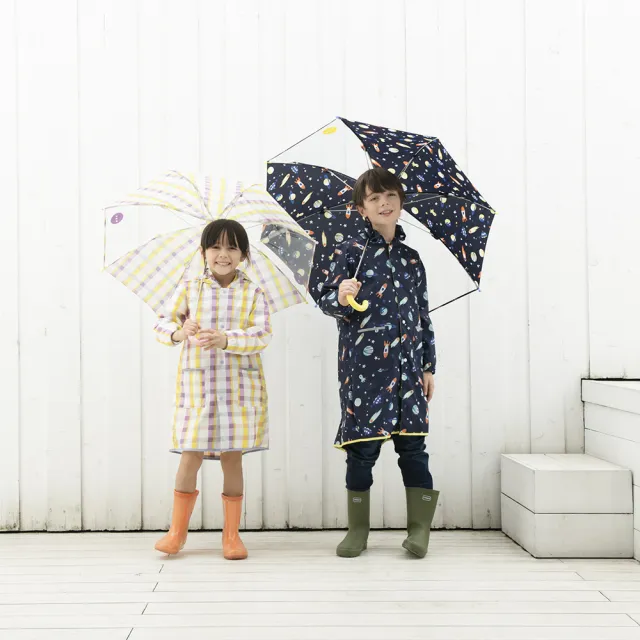 【w.p.c】空氣感兒童雨衣/超輕量防水風衣 附收納袋(太空探險L)