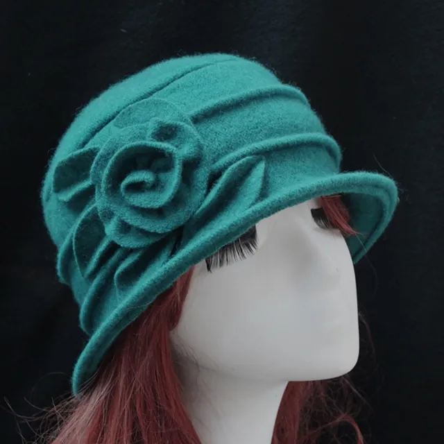 【米蘭精品】現貨+預購 羊毛帽禮帽盆帽(保暖五葉捲花針織毛呢女帽子情人節生日聖誕節交換禮物8色74bm1)
