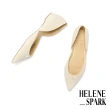 【HELENE SPARK】優雅品味 H 釦羊皮尖頭內增高低跟鞋(白)