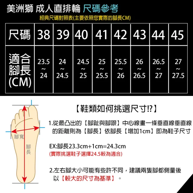 【TAS 極限運動】美洲獅 青少年 成人初學專用硬殼鞋(成人 運動 直排輪 平花兩用鞋 溜冰鞋 硬殼)