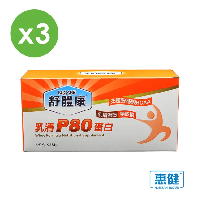 【惠健】舒體康乳清P80蛋白食品隨身包5gX28包入 盒裝(三盒組 病後補養各大醫院指定使用)
