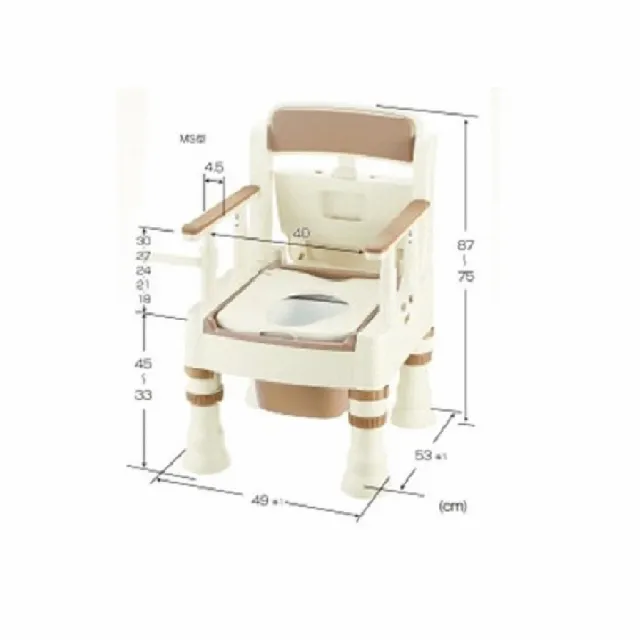 【海夫健康生活館】日本 可攜式 脫臭功能 舒適便座便盆椅 MS-D型 咖啡色(HEFR-40)