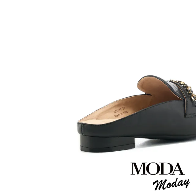 【MODA Luxury】韓系質感全真皮方頭低跟穆勒鞋(黑)