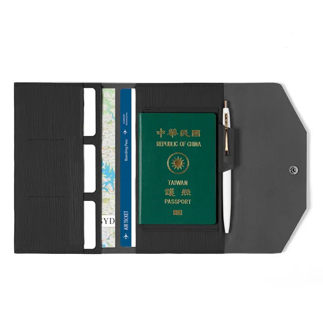 【Premium Authentic】PA．Traveler真皮護照包-壓紋爵士黑-附筆記本(PA 真皮 護照夾 收納 證件夾)