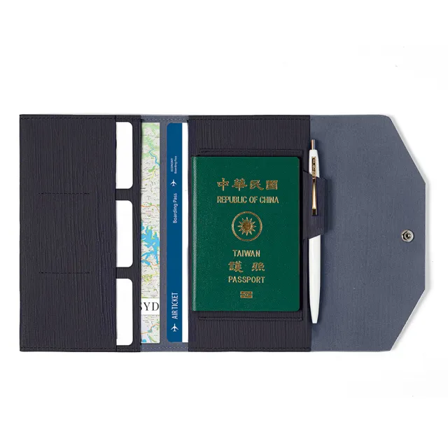 【Premium Authentic】PA．Traveler真皮護照包-壓紋尊爵藍-附筆記本(PA 真皮 護照夾 收納 證件夾)