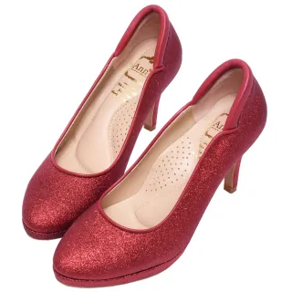 【Ann’S】絕美弧度-素面細膩亮粉防水台圓頭高跟婚鞋8.5cm(紅)