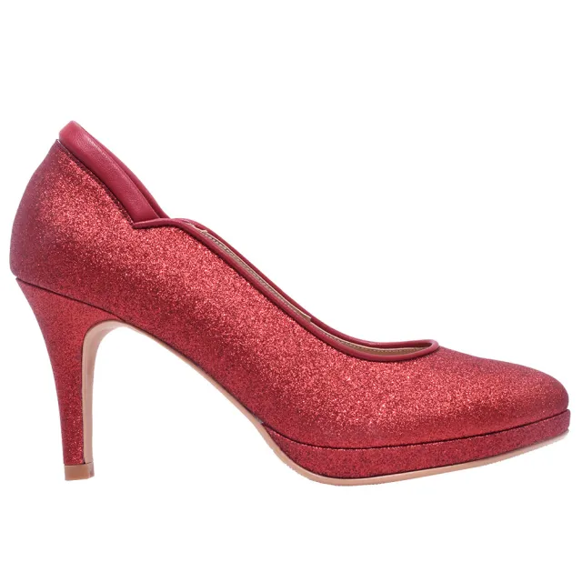 【Ann’S】絕美弧度-素面細膩亮粉防水台圓頭高跟婚鞋8.5cm(紅)