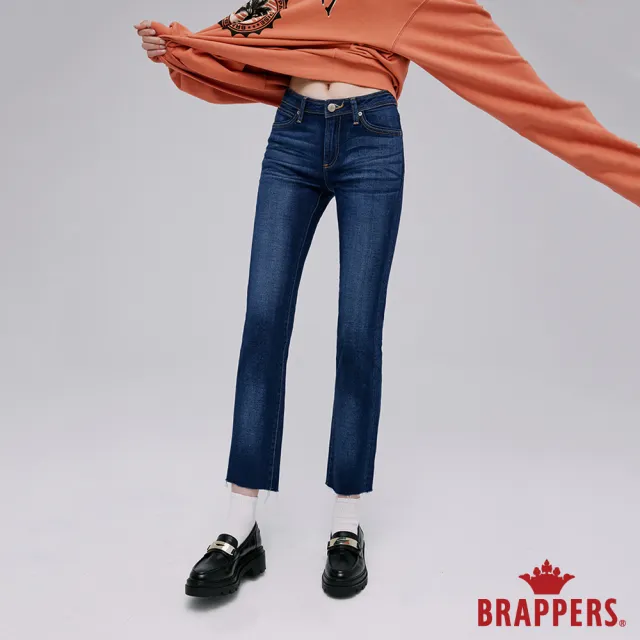 【BRAPPERS】女款 新美腳 ROYAL系列-中腰彈性八分直筒褲(深藍)
