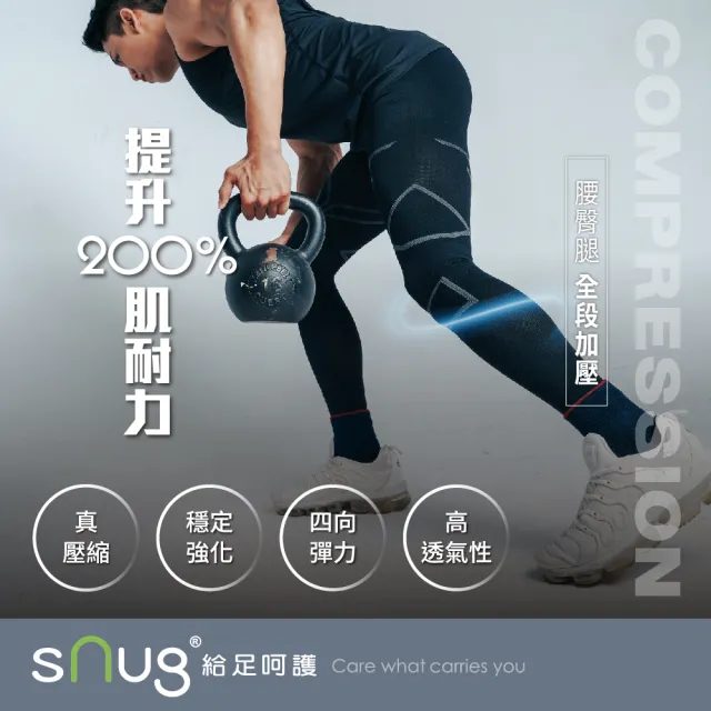 【sNug 給足呵護】醫學大聯盟好評 壓縮褲-男款(漸進壓力/GMP真壓縮/減緩肌肉疲勞/馬拉松/登山褲/防鐵腿)