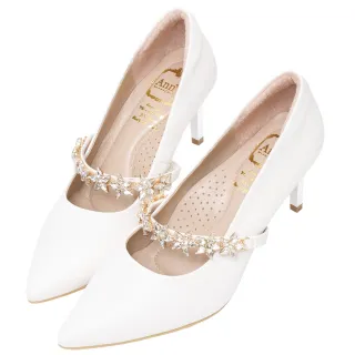 【Ann’S】星星鑽戀-頂級小羊皮電鍍跟尖頭婚鞋8cm(白)