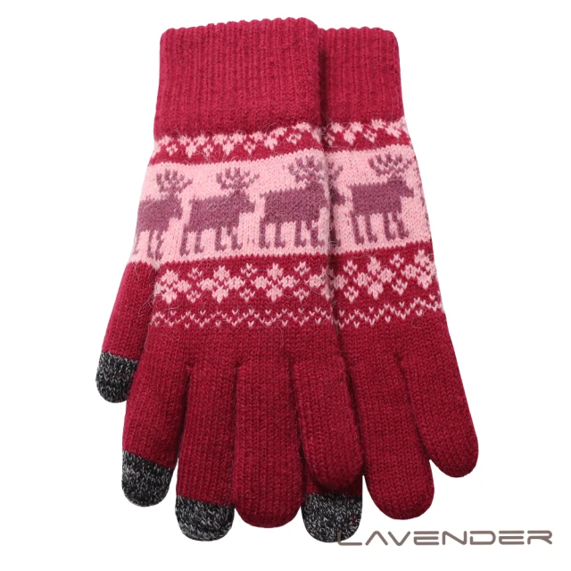 【Lavender】i-Touch觸控雙層手套-麋鹿-紅(觸控手套)