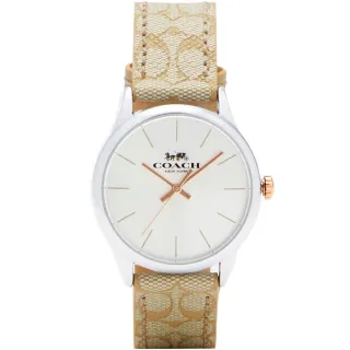 【COACH】白錶盤X淺卡其PVC LOGO錶帶手錶