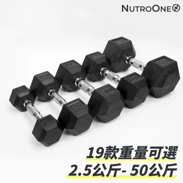 【NutroOne】實心包膠六角啞鈴- 7.5公斤(實心鑄鐵/六角外型防滑設計 / 一對2入販售)