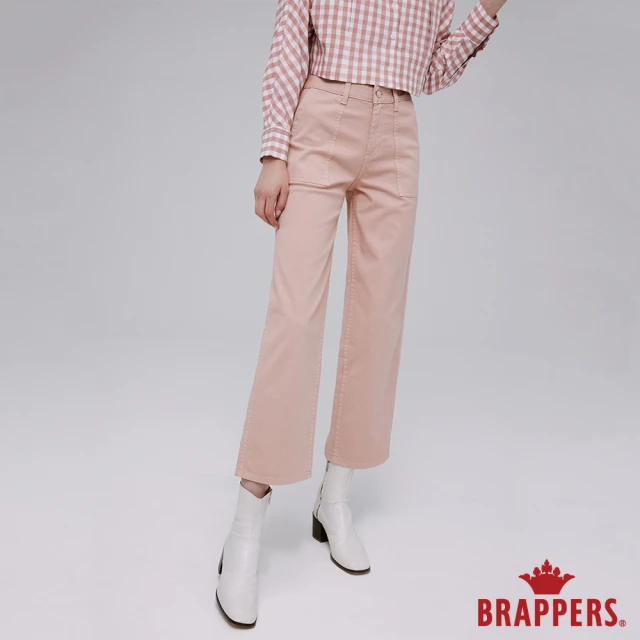 【BRAPPERS】女款 Boy friend系列-中腰彈性中寬版褲(粉紅)