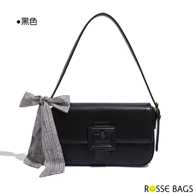 【Rosse Bags】浪漫優雅絲巾軟皮手提肩背包(現+預  杏色 / 粉色 / 棕色 / 黑色)