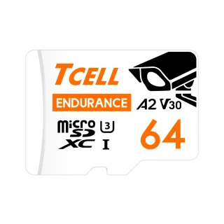 2入組【TCELL 冠元】MicroSDXC UHS-I A2 U3 64GB(監控專用記憶卡)